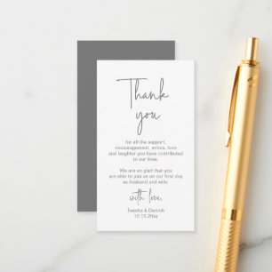 Modern Navy Blue Script, Wedding Thank you Enclosure Card