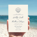 Modern Navy Blue Shell Beach Destination Wedding Invitation<br><div class="desc">Modern Navy Blue Shell Beach Ocean Destination Wedding Invitation Card. Celebrate your special day with this elegant and beautiful wedding invitation card to beautify your special occasion. All the texts are pre-arranged for you to personalise easily and quickly with your own details. If you need further customisation or matching items,...</div>