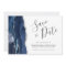 Modern Navy Blue Silver Agate Save the Date Card
