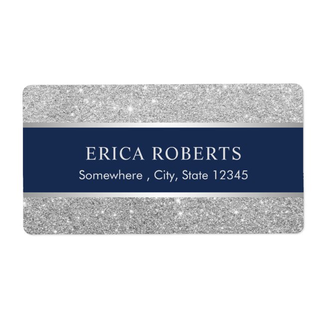 Modern Navy Blue & Silver Glitter Beauty Salon (Front)