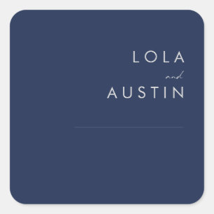 Modern Navy Blue   Silver Wedding Envelope Seals