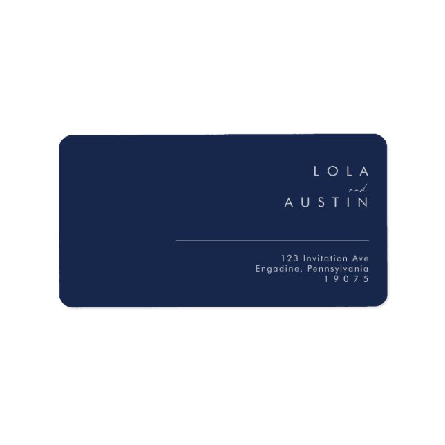 Modern Navy Blue Silver Wedding RSVP Address Label (Front)