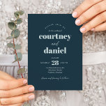 Modern Navy Blue Trendy Mix Match Wedding Invitation<br><div class="desc">Modern Navy Blue Trendy Mix Match Wedding Invitation features modern type pairings in bold,  modern colours.</div>