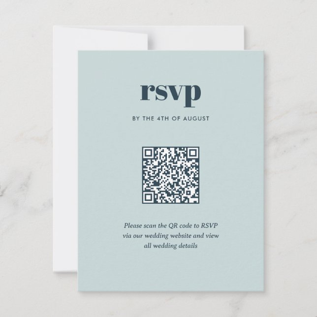 Modern Navy Blue Trendy Mix Match Wedding QR Code RSVP Card (Front)