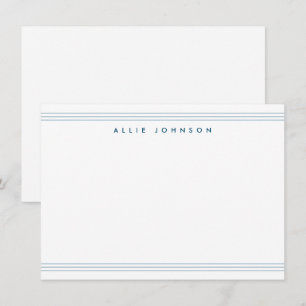 Modern Navy Blue Triple Line Two Border Name  Card