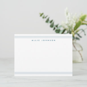 Modern Navy Blue Triple Line Two Border Name Card
