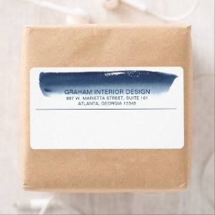 Modern Navy Blue Watercolor Business Shipping
