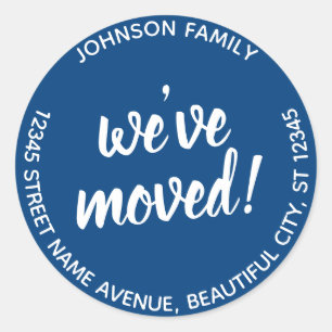Modern Navy Blue We've Moved New Address Label