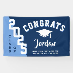 Modern Navy Blue White 2024 Graduation Party Banner