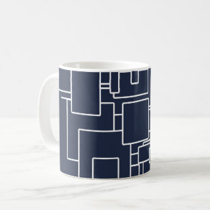 Modern Navy Blue & White Abstract Pattern Coffee Mug