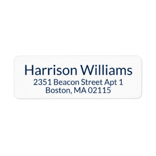 Modern navy blue white custom simple elegant chic return address label
