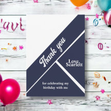 Modern Navy Blue White Elegant Chic Birthday