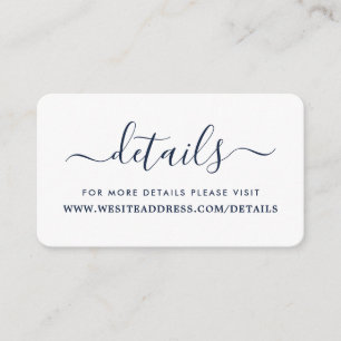 Modern Navy Blue & White Simple Script Details Enclosure Card