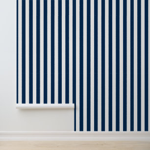 Modern Navy Blue White Striped Wallpaper