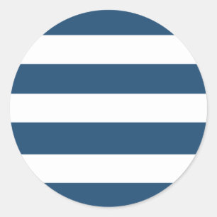 Modern Navy Blue White Stripes Pattern Classic Round Sticker