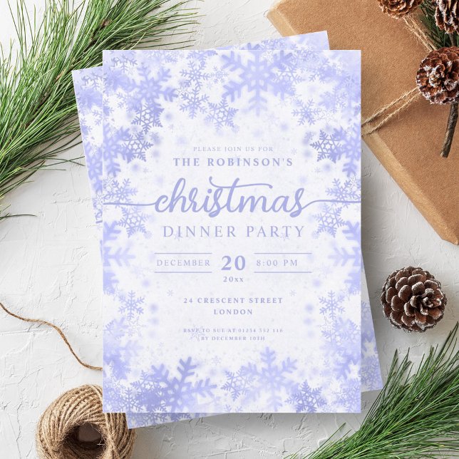 Modern Navy Blue Winter Wonderland Christmas  Invitation (Modern Navy Blue Winter Wonderland Christmas Invitation)