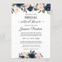 Modern Navy Blush Floral Virtual Bridal Shower