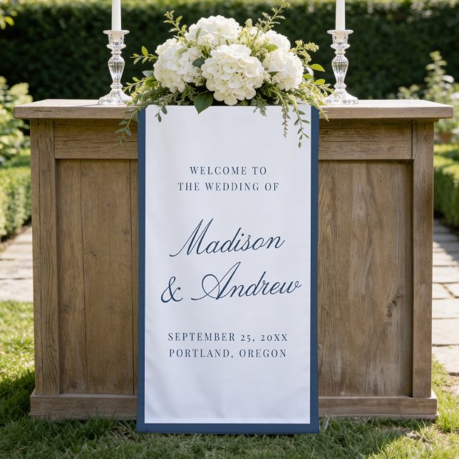 Modern Navy Border Wedding Welcome Banner (Creator Uploaded)