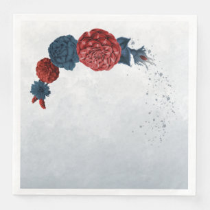 modern navy & burgundy flowers wedding napkin