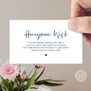 Modern Navy casual elegance font, Honeymoon Wish Enclosure Card