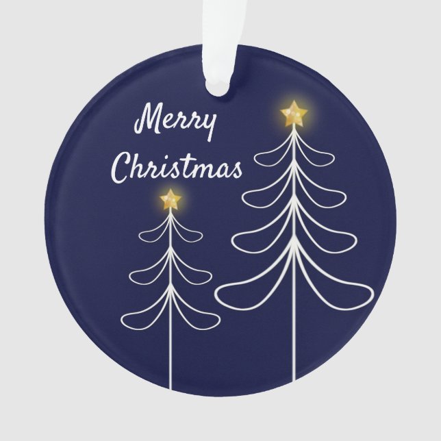 Modern Navy Christmas Tree Graphic Ornament (Front)