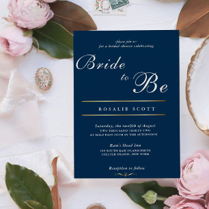 Modern Navy classic bride to be bridal shower Holiday Card