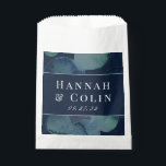 Modern Navy Emerald Abstract Watercolor Favour Bag<br><div class="desc">Elements: rich dark tones, abstract watercolor background, light frame details, and classic serif fonts. Colours: blue, green, navy, dusty blue, steel blue, slate blue, sage green, hunter, highland, mint. Themes: modern, contemporary, abstract, moody, under the sea, ocean, dark colour tones, minimalist, painterly, bohemian. Collection: Modern Navy Emerald Abstract Watercolor Wedding...</div>