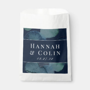 Modern Navy Emerald Abstract Watercolor Favour Bag