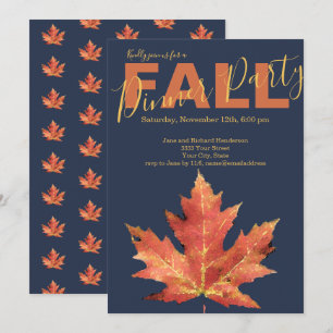 Modern Navy Fall Dinner Party Invitation