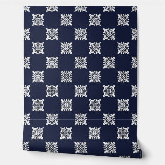 Modern Navy Geometric Floral Peel and Stick Wallpaper