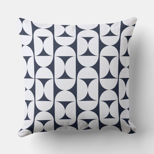  Modern Navy Geometric Throw Pillow (Back)
