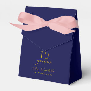 Modern Navy & Gold 10th Wedding Anniversary Party Favour Box