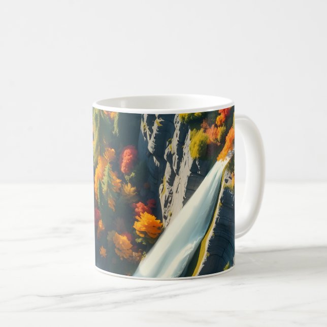 Modern Navy & Gold Abstract Mountain Peak – Luxury Coffee Mug (Front Right)