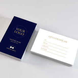 Modern Navy & Gold Business Logo Gift Certificate