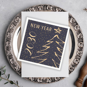 Modern navy gold New Years party Napkin