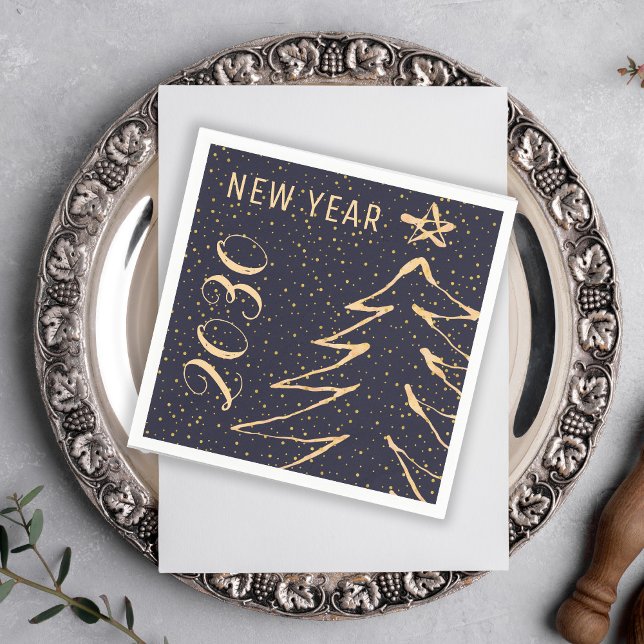 Modern navy gold New Years party Napkin (Creator Uploaded)