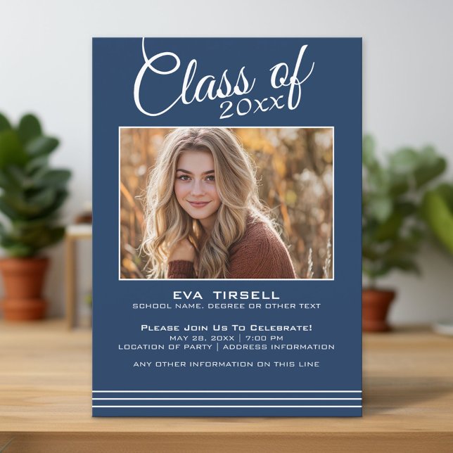 Modern Navy Graduation Party - Ready to Download Invitation (Custom Graduation Announcement and Invitation)