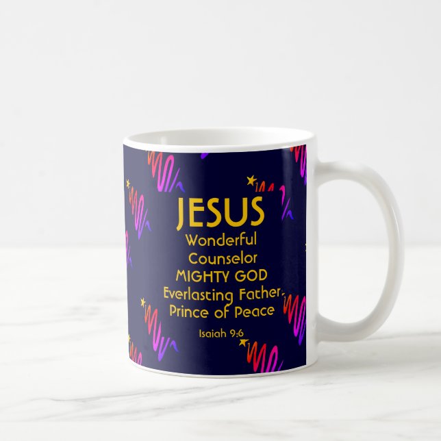Modern Navy JESUS PRINCE OF PEACE Christmas Coffee Mug (Right)