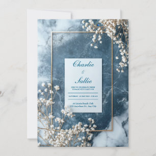 Modern Navy Marble Wedding Invitation