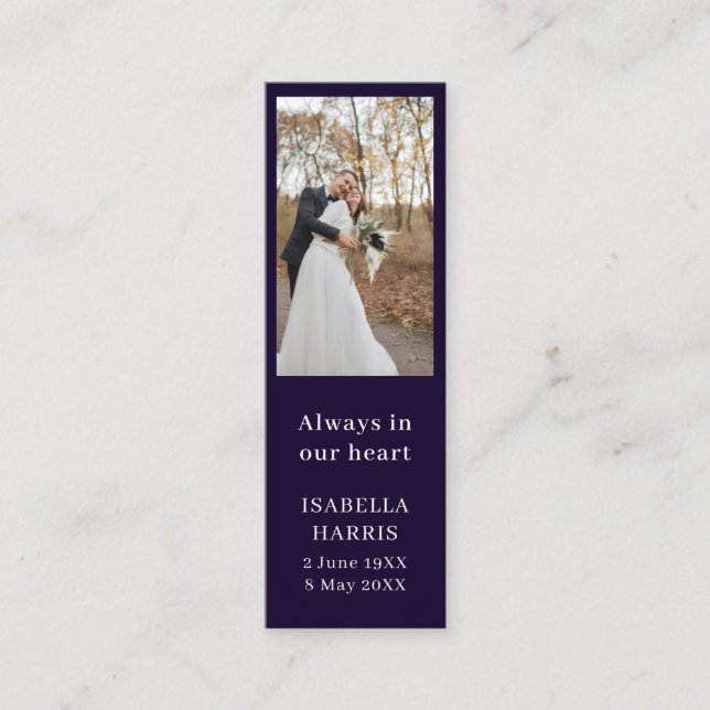Modern Navy Memorial Funeral Design Mini Business Card (Front)