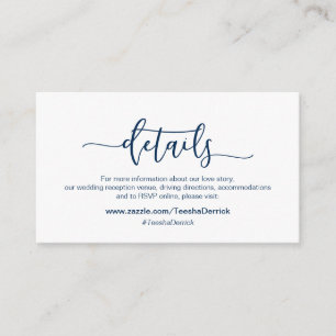 Modern Navy minimalism font, Our Wedding Details Enclosure Card
