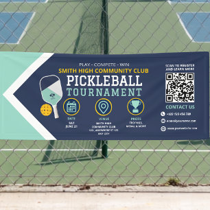 Modern Navy Mint Pickleball Tournament Club Event Banner
