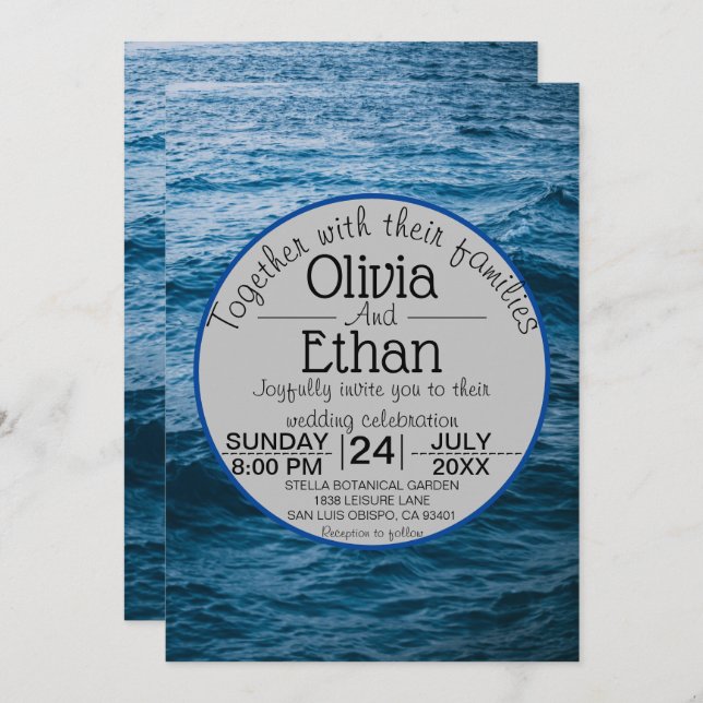 modern navy nautical invitation (Front/Back)