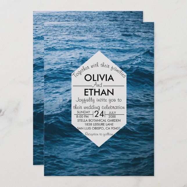 modern navy nautical invitation (Front/Back)