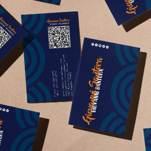 Modern Navy & Orange Professional QR Business Card