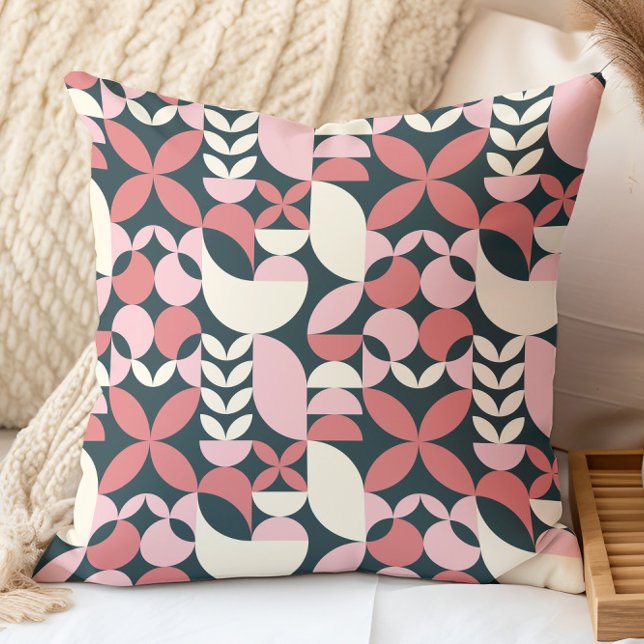 Modern Navy Pink Abstract Geometric Pattern Cushion (Creator Uploaded)