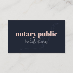 Modern Navy Pink Notary Loan Signing Agent Business Card