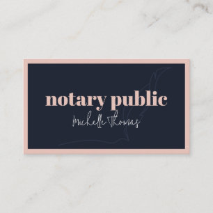 Modern Navy Pink Notary Loan Signing Agent Business Card