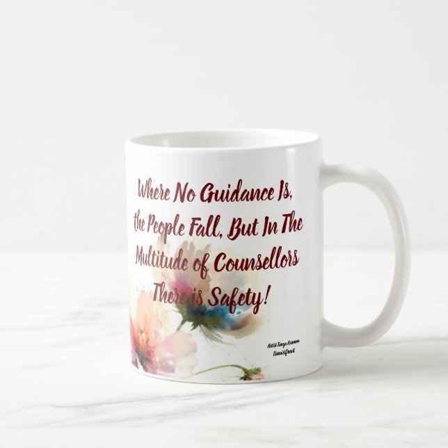 Modern NAVY & PINK WATERCOLOR INSPIRATIONAL FLORAL Coffee Mug (Right)