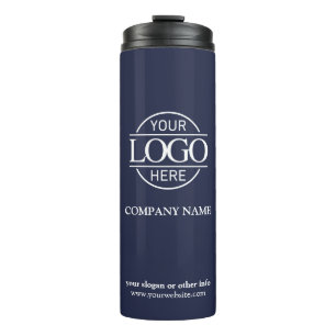 Modern Navy Promotional Company Business Logo Thermal Tumbler